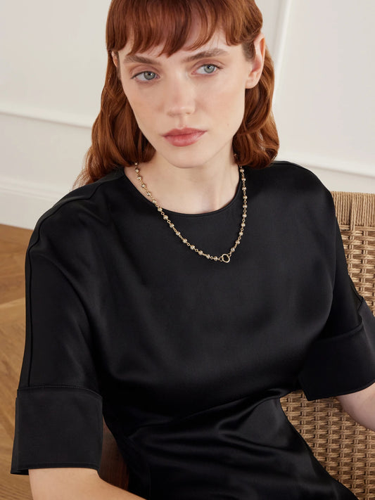 Image of Necklaces. Product name - 14-karat Gold Rhodium-plated Diamond Necklace in Multi colour by brand - Lucy Delius