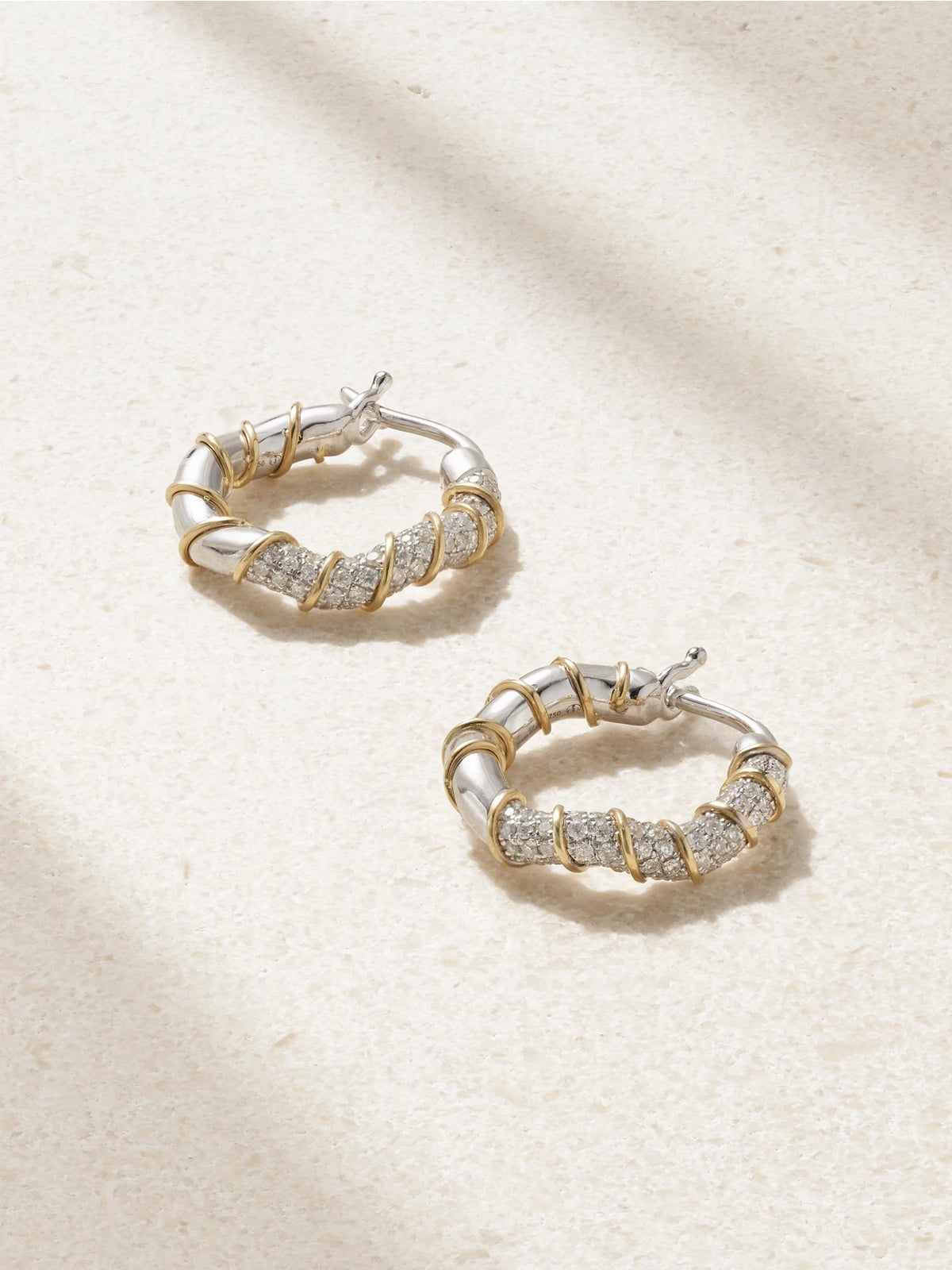 18-karat White And Yellow Gold Diamond Hoop Earrings