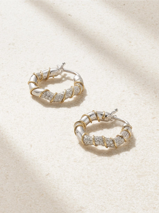 18-karat White And Yellow Gold Diamond Hoop Earrings