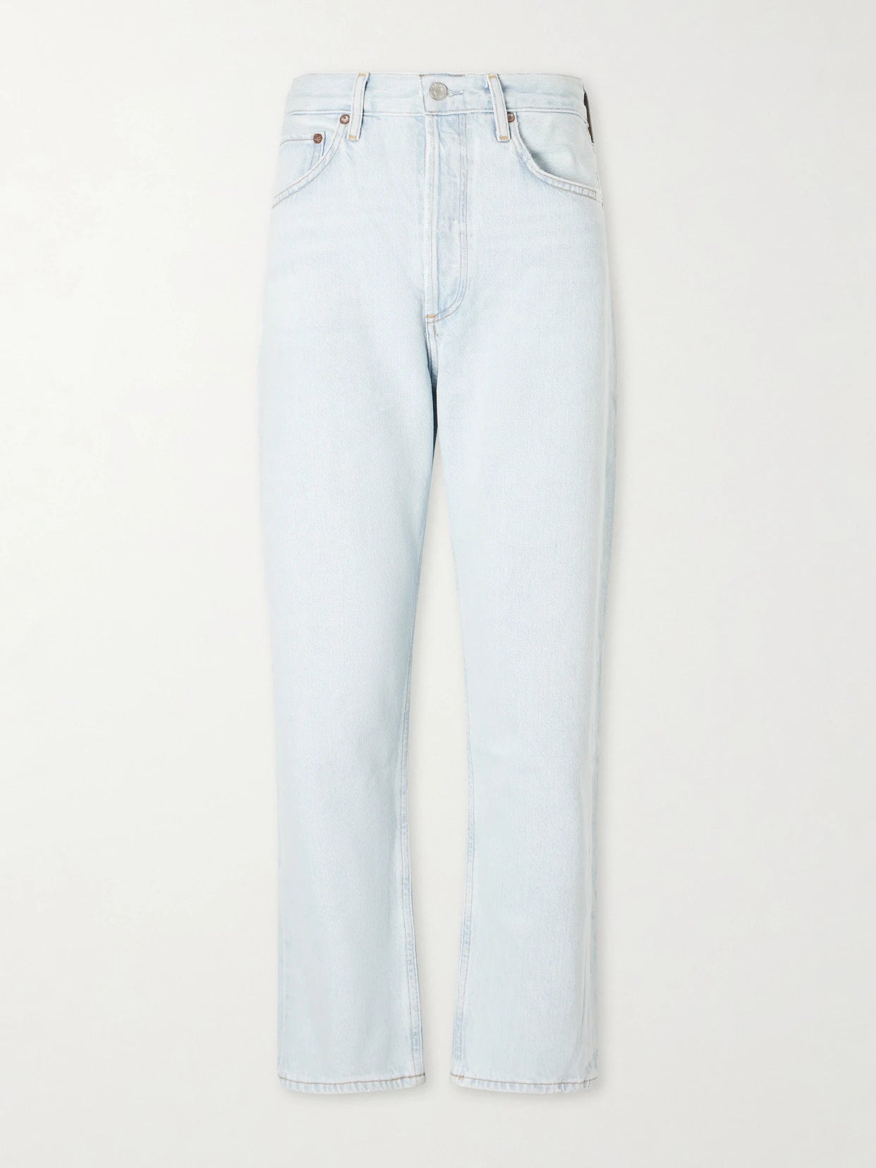 Image of Jeans. Product name - 90's Crop Mid-rise Straight-leg Organic Jeans in Light denim colour by brand - AGOLDE