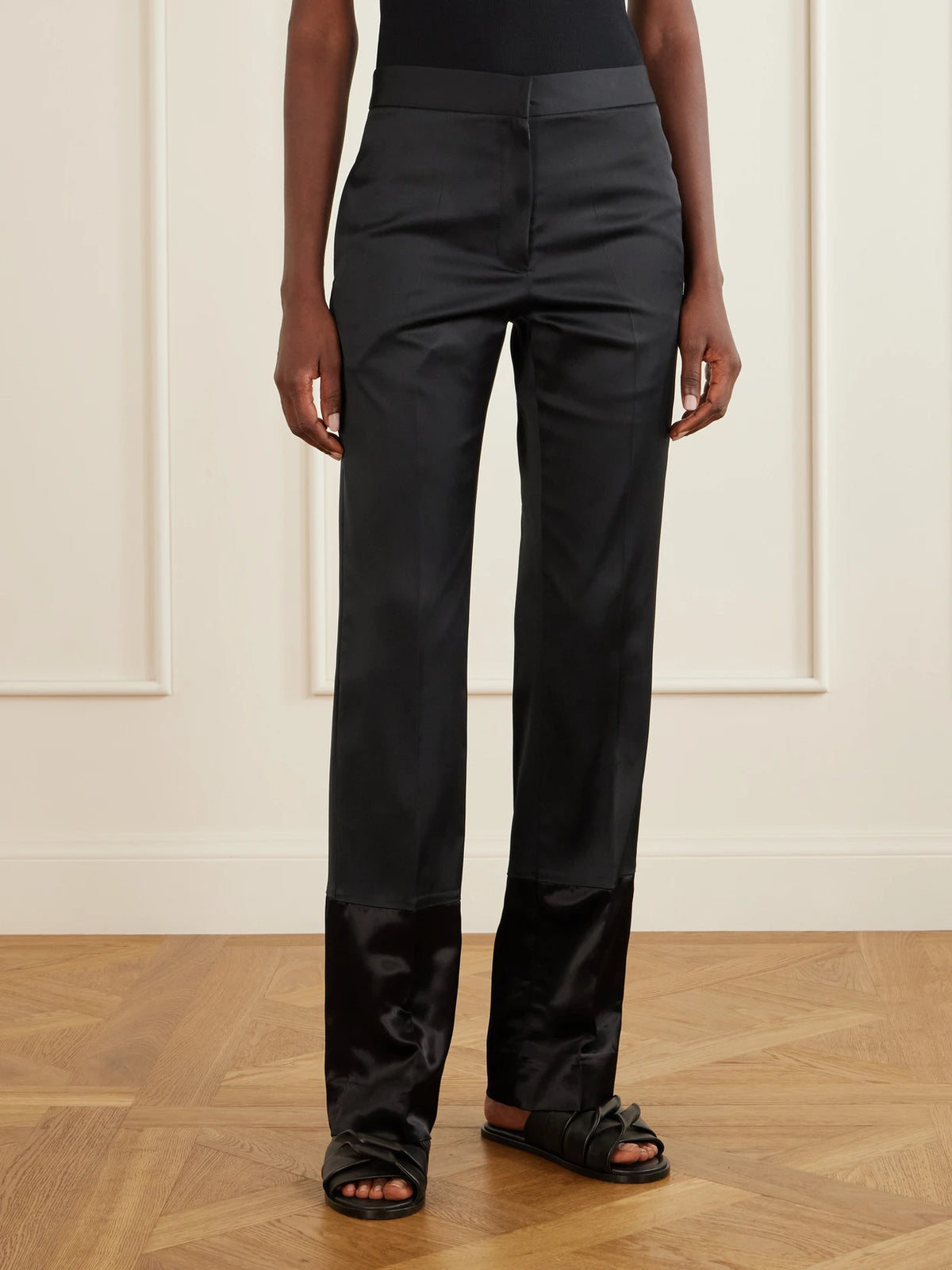 Sharon Wauchob Sue Paneled Satin Straight-leg Pants