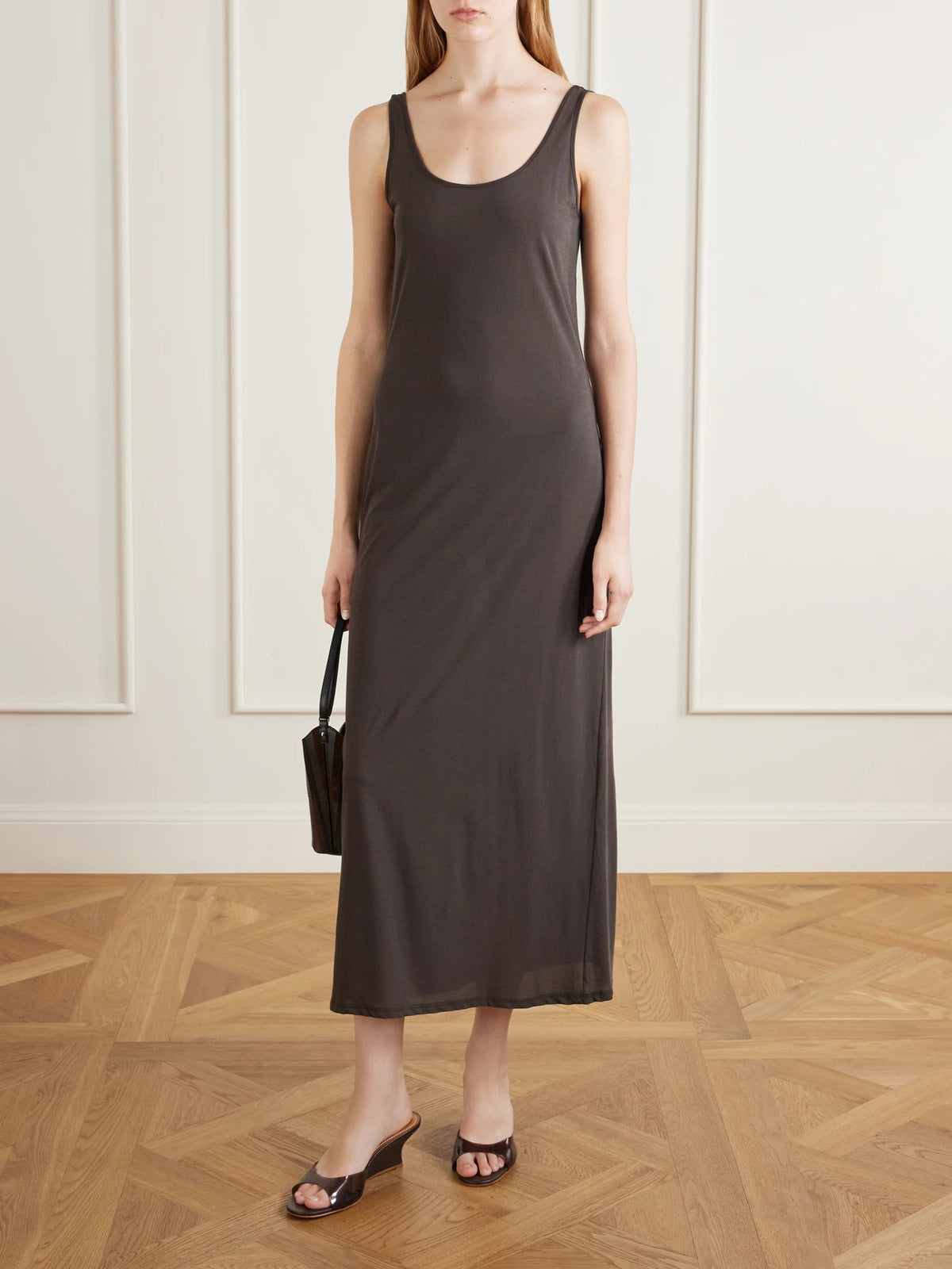 Image of Heels. Product name - Brigitte 60 Tpu Wedge Sandals in Brown colour by brand - STAUD