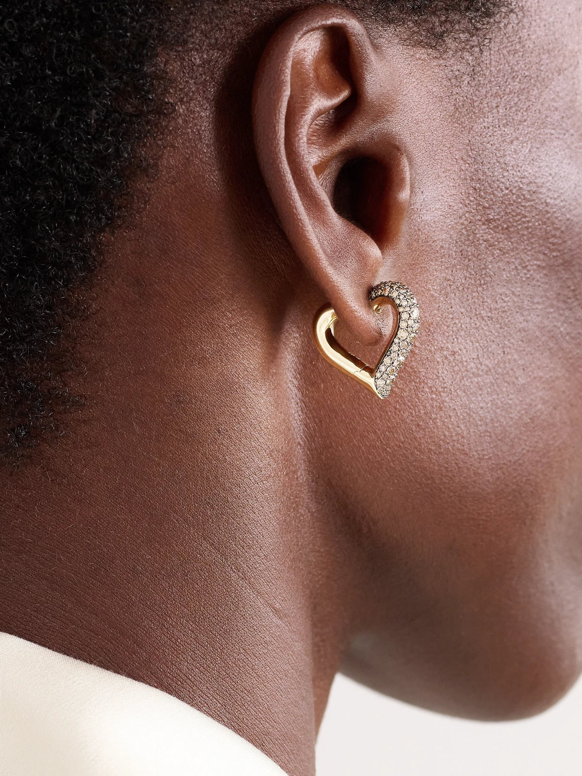 Image of Earrings. Product name - Chubby Love Rhodium-plated Diamond Earrings in Gold colour by brand - Lucy Delius