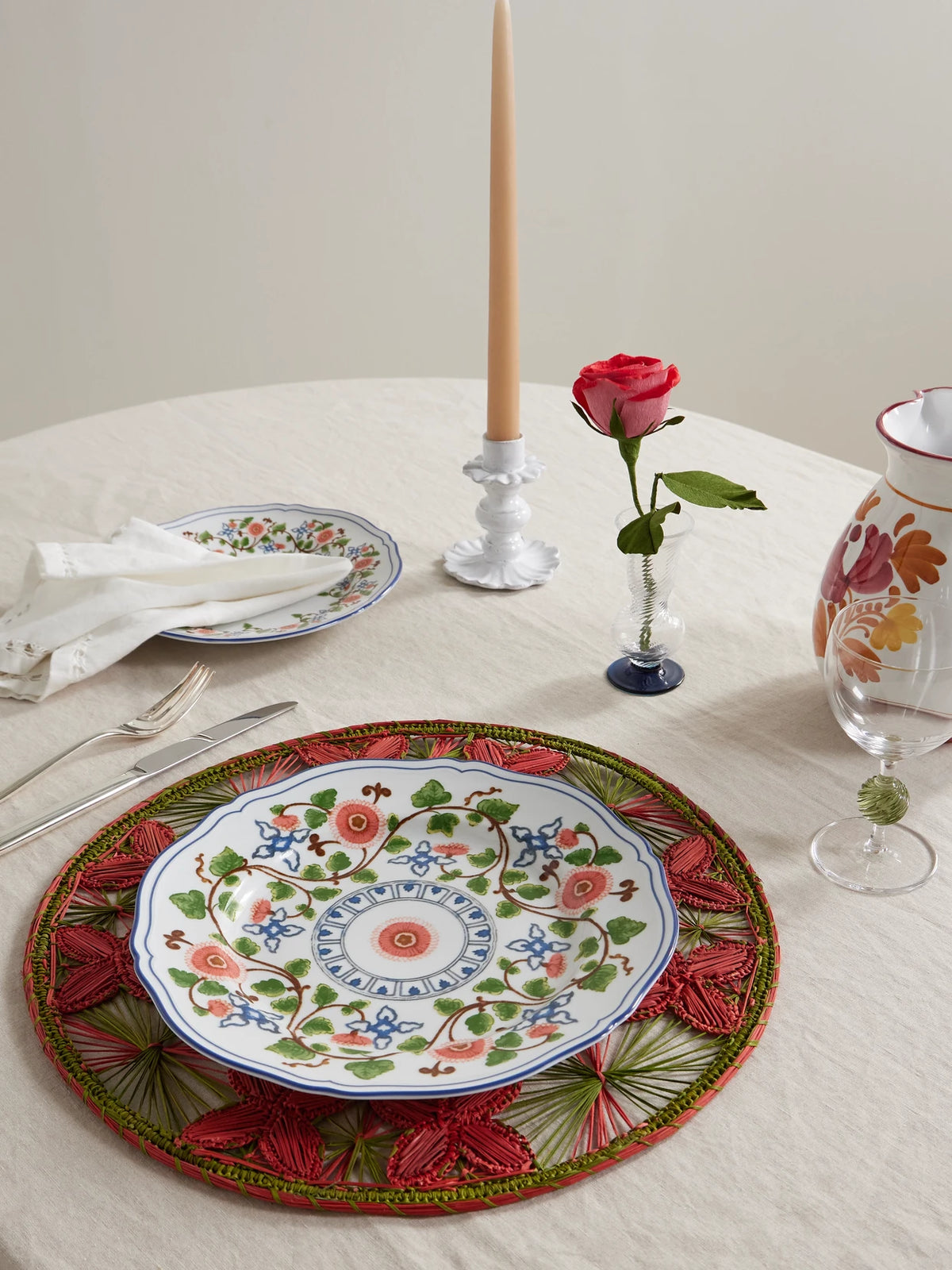 Image of Tableware. Product name - Louloudi Rattan Placemat in Burgundy colour by brand - Cabana