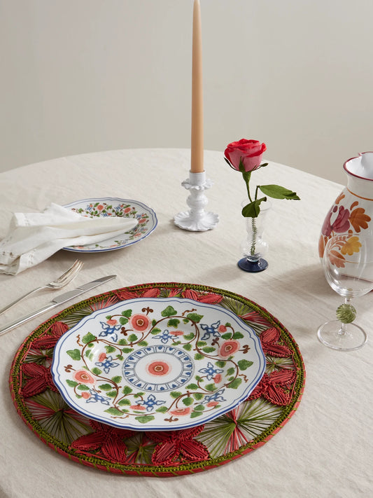 Image of Tableware. Product name - Louloudi Rattan Placemat in Burgundy colour by brand - Cabana