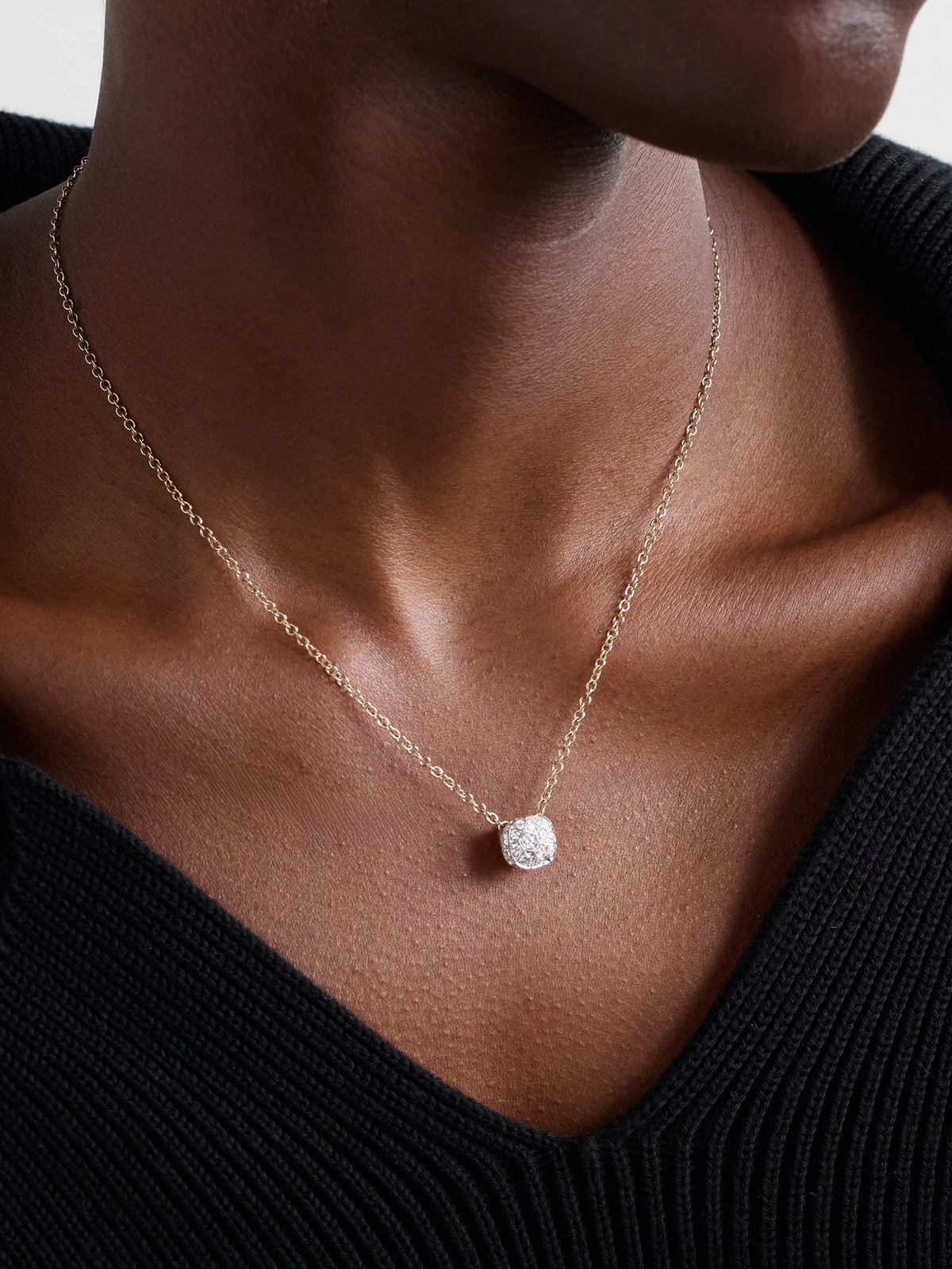 Image of Necklaces. Product name - Nudo 18-karat Gold And White Gold Diamond Necklace in Multi colour by brand - Pomellato