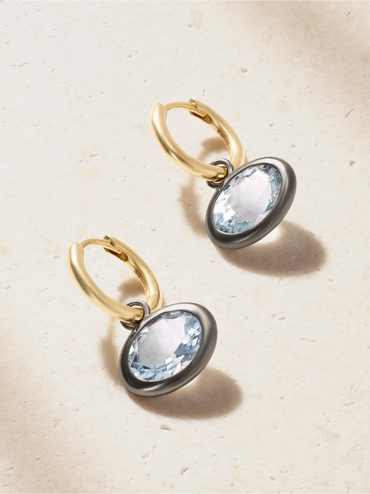 Xl Orbit 14-karat Recycled Gold, Rhodium And Aquamarine Earrings
