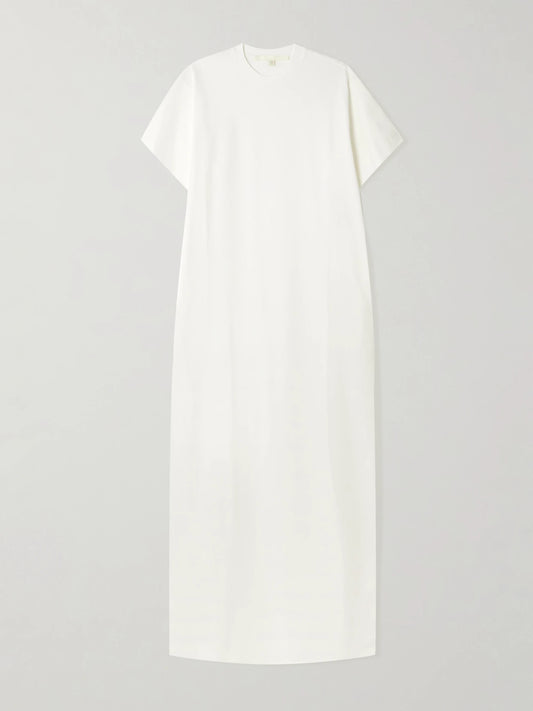 Braun Embroidered Organic Cotton-jersey Maxi Dress