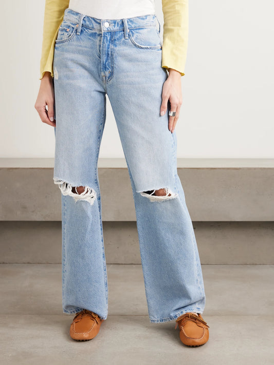 Maven Sneak Distressed High-rise Straight-leg Jeans