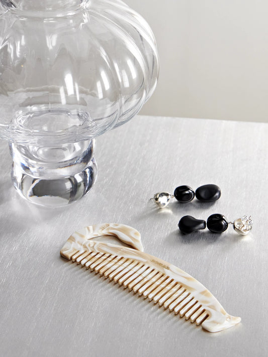 Image of Accessories. Product name - Swan Marbled Acetate Hair Comb in Ivory colour by brand - Gohar World