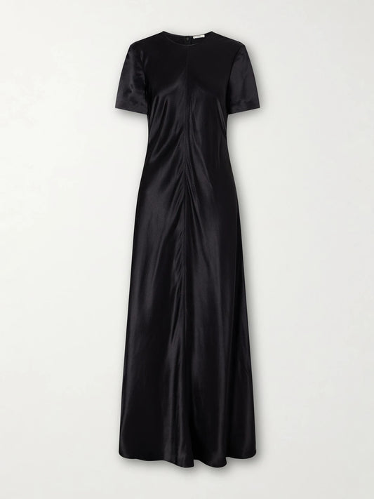 Image of Dresses. Product name - Akriti Satin-crepe Maxi Dress in Black colour by brand - FFORME