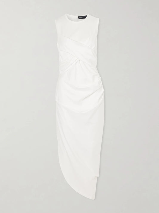 Image of Dresses. Product name - Zafira Cotton-jersey Midi Dress in White colour by brand - Proenza Schouler
