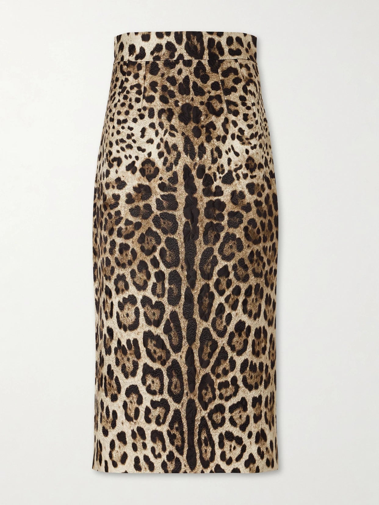 Image of a model wearing Skirts. Product name - Leopard-print Cotton Midi Skirt in Leopard print colour by brand - Dolce & Gabbana