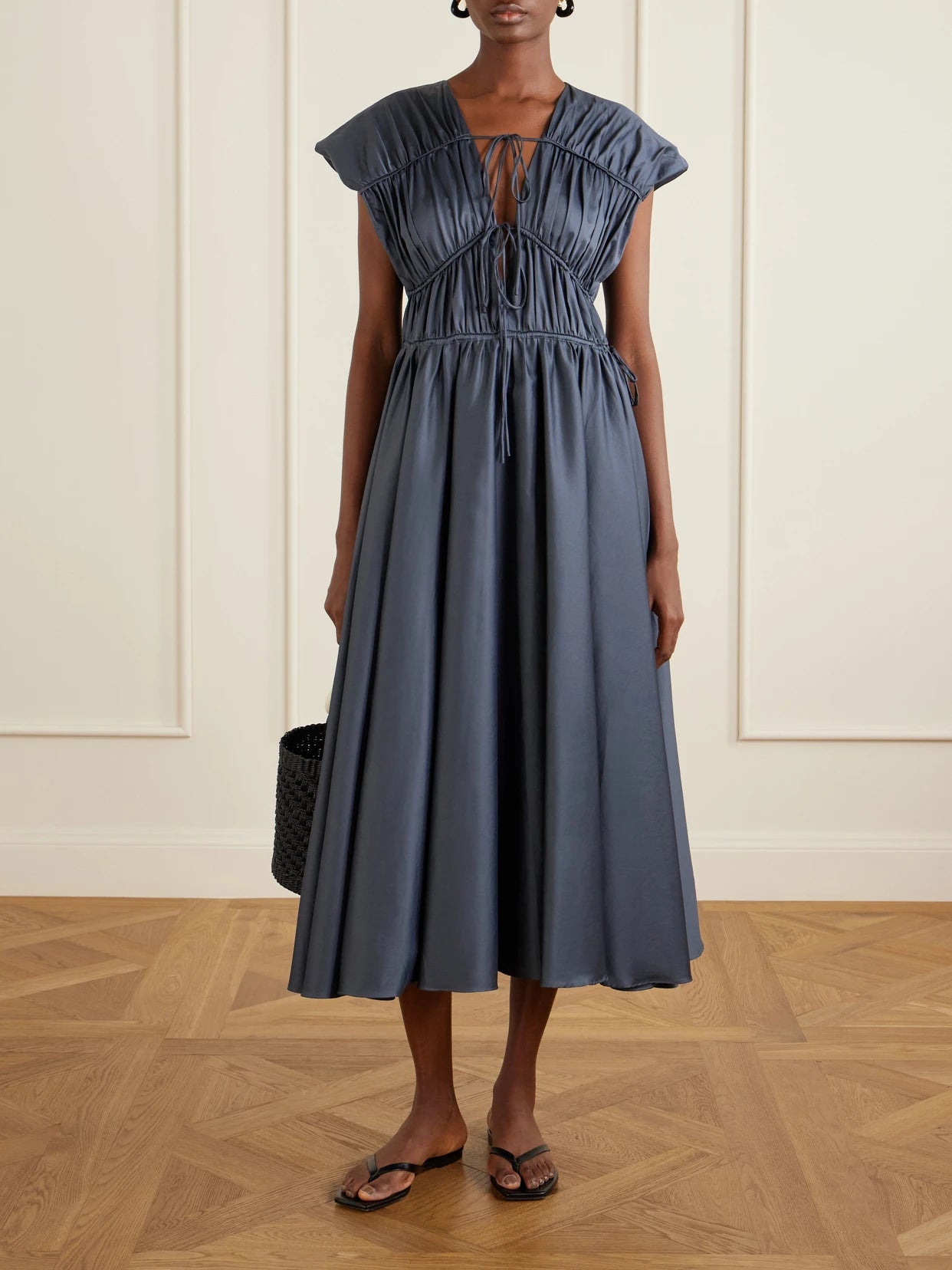 Image of Dresses. Product name - Ceres Organic Cotton Maxi Dress in Gray colour by brand - TOVE