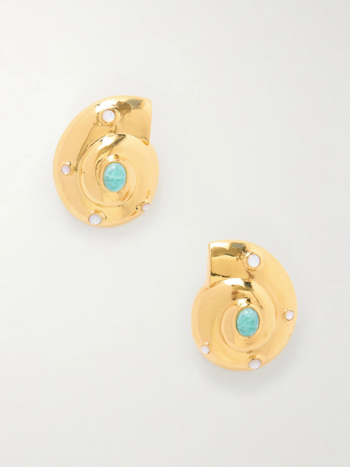 Nautilus Gold-plated Amazonite And Mother-of-pearl Earrings