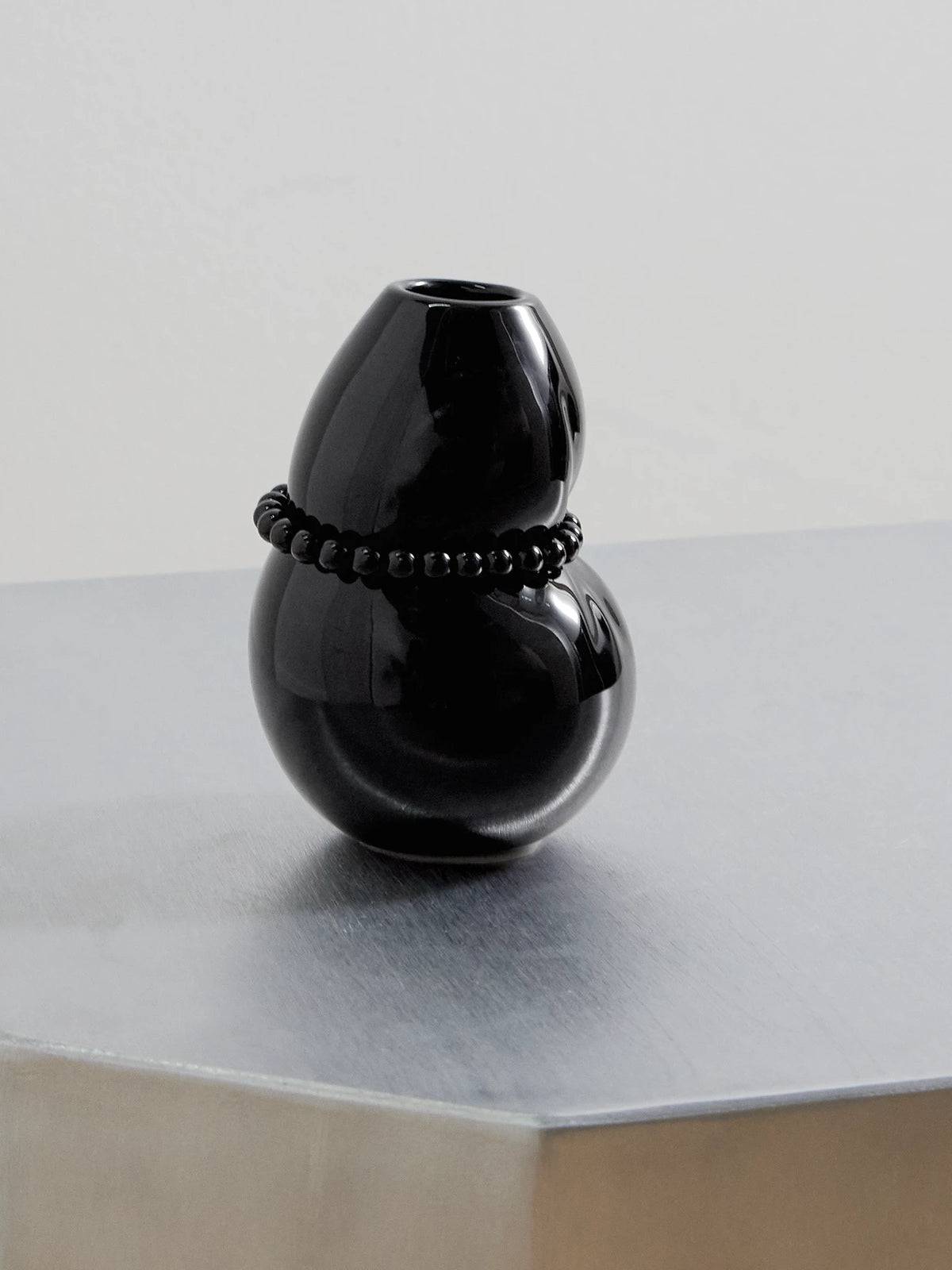 Squeezed Pearl-like Embellished Glazed Ceramic Vase