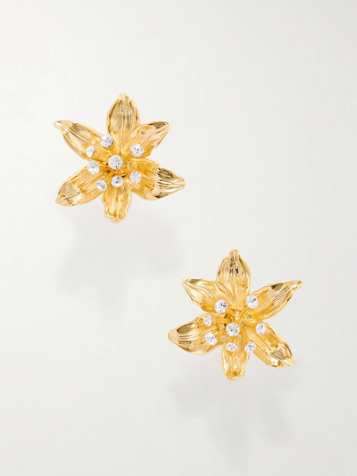 Oscar de la Renta Lily Crystal-embellished Gold-tone Earrings