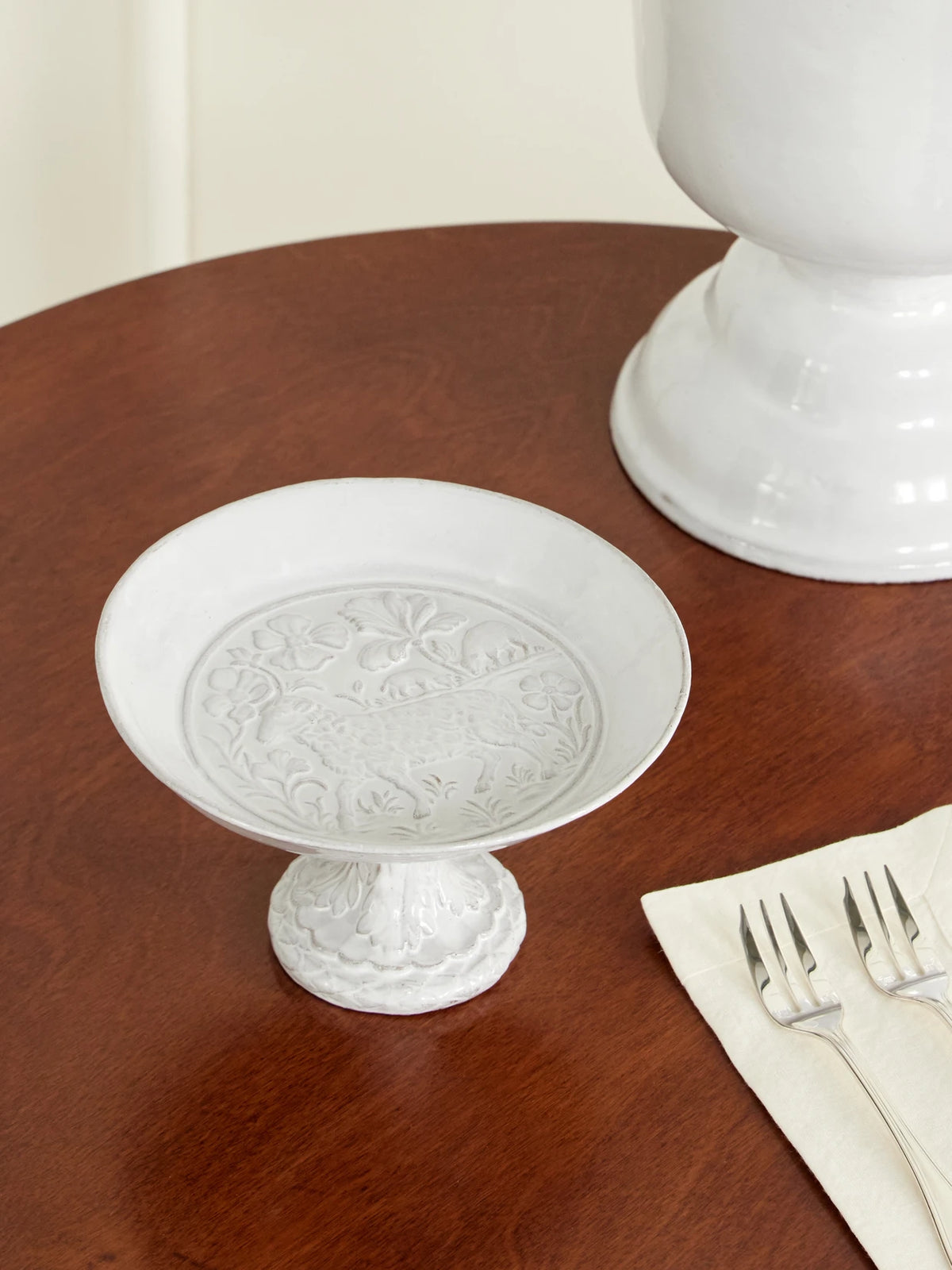 Image of Tableware. Product name - Year Of The Sheep Ceramic Stand Plate in White colour by brand - Astier De Villatte