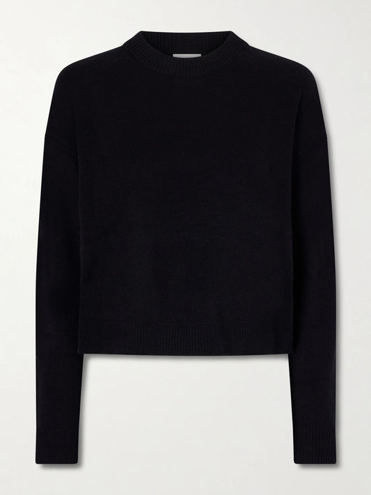 Image of a model wearing Outerwear. Product name - + Net Sustain Wool And Cashmere-blend Sweater in Black colour by brand - Allude