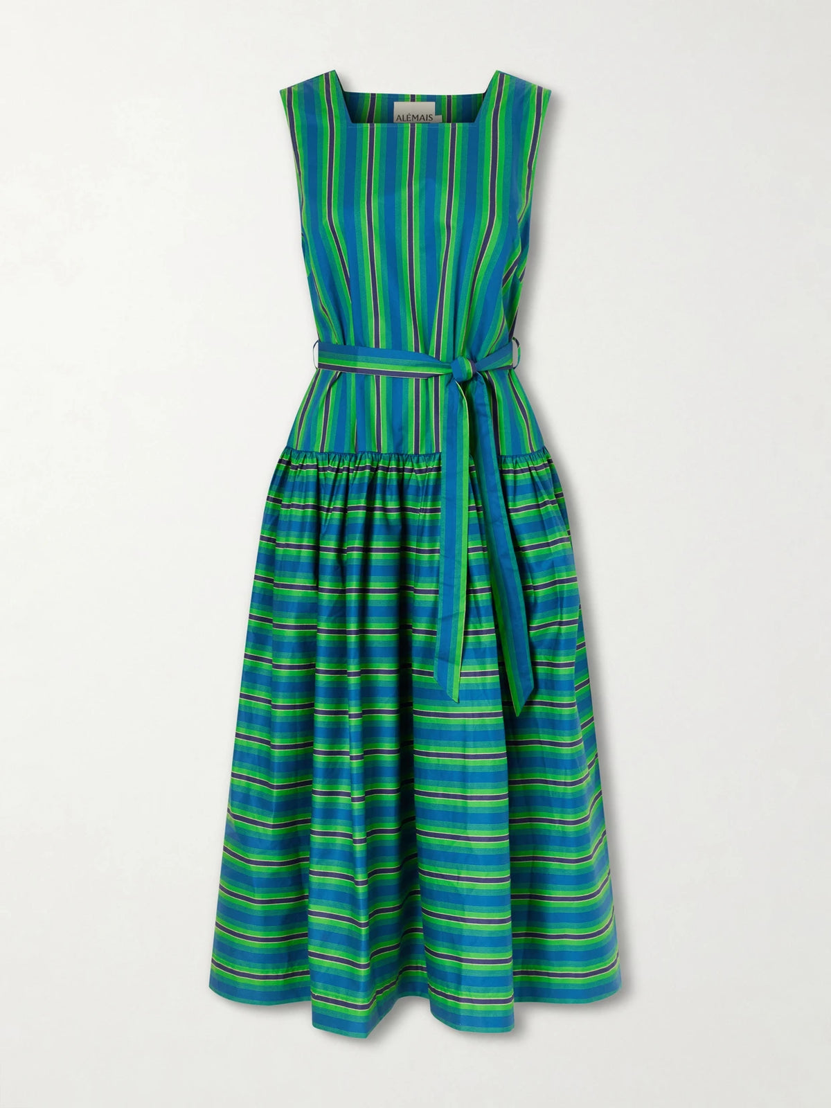 Margo Belted Striped Organic Cotton-poplin Midi Dress