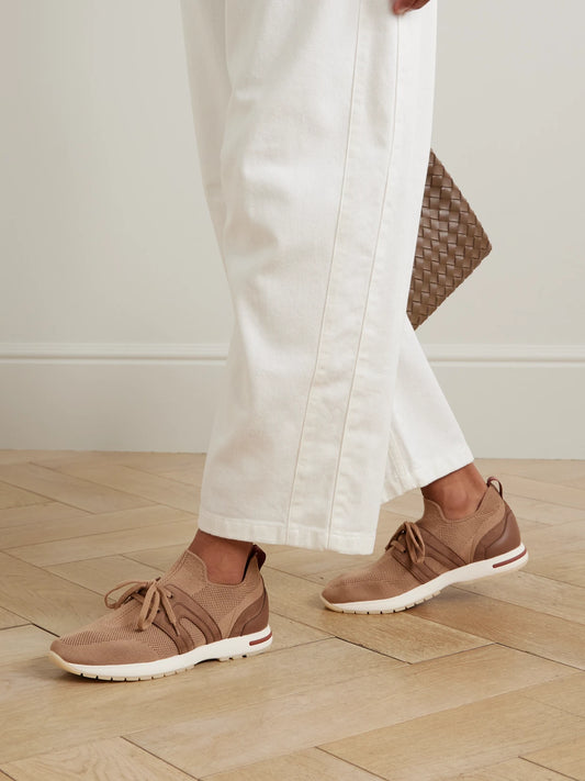 Loro Piana 360 Lp Flexy Walk Suede And Leather-trimmed Wool Sneakers