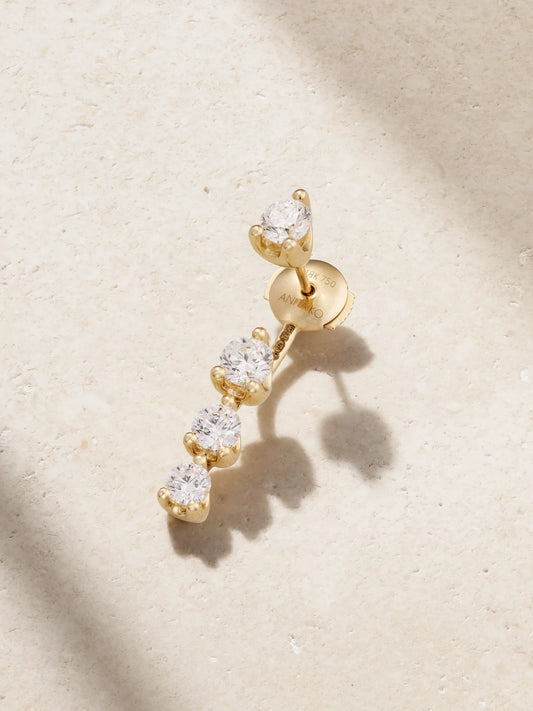 Large Orbit 18-karat Gold Diamond Single Earring