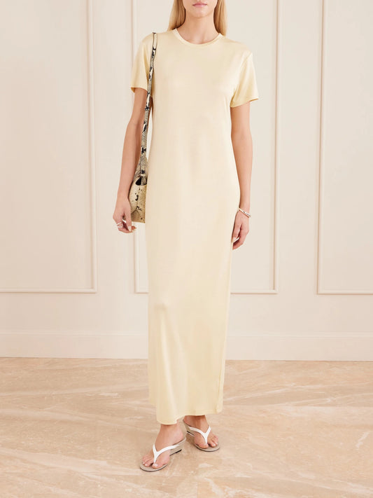 Image of Dresses. Product name - Wynne Tencel Lyocell-blend Jersey Maxi Dress in Cream colour by brand - Anine Bing