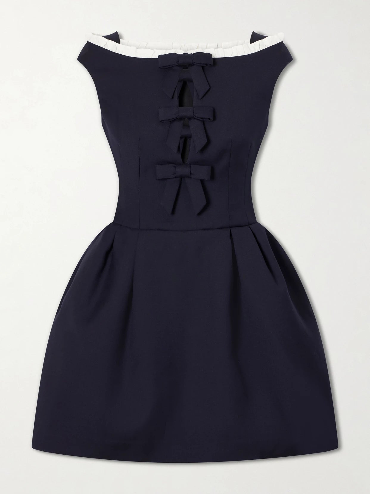 Bow Cut-out Sleeveless Wool Mini Dress