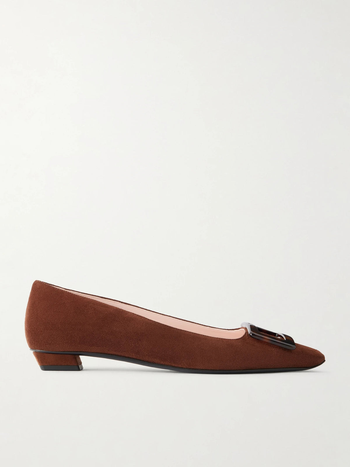 Belle Vivier Buckled Suede Ballet Flats