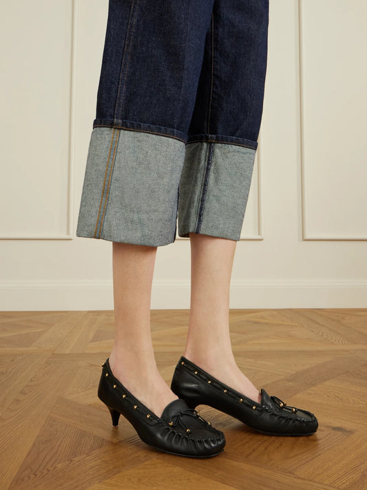 KHAITE Milly Embellished Whipstitched Textured-leather Pumps