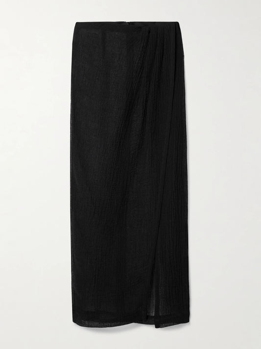 Pleated Crinkled Linen-blend Gauze Pareo
