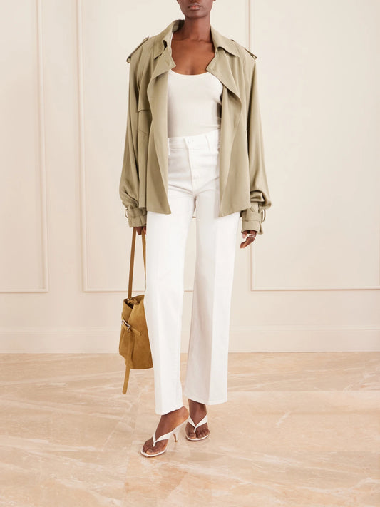 Image of Jeans. Product name - The Kick It High-rise Straight-leg Jeans in White colour by brand - Mother