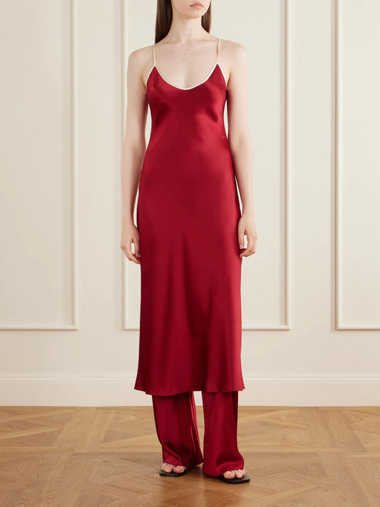 Image of Dresses. Product name - Bias Slip Silk-charmeuse Slip Midi Dress in Red colour by brand - Comme Si