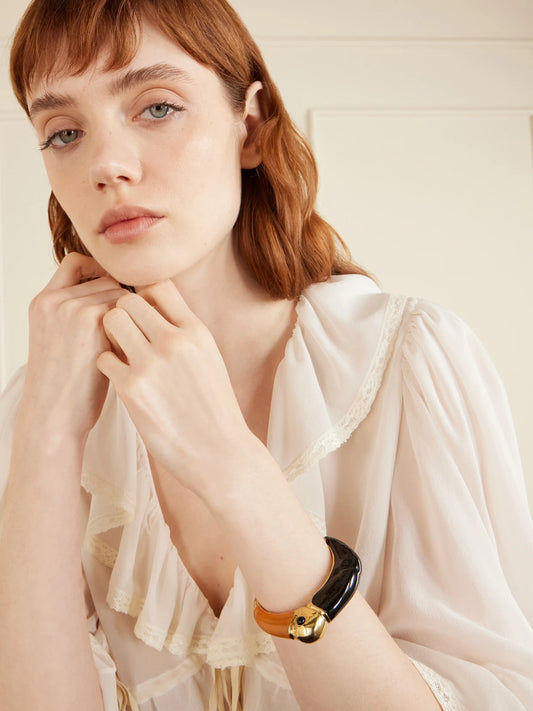Image of Bracelets. Product name - Gold-tone, Enamel And Resin Cuff in Multi colour by brand - Chloé