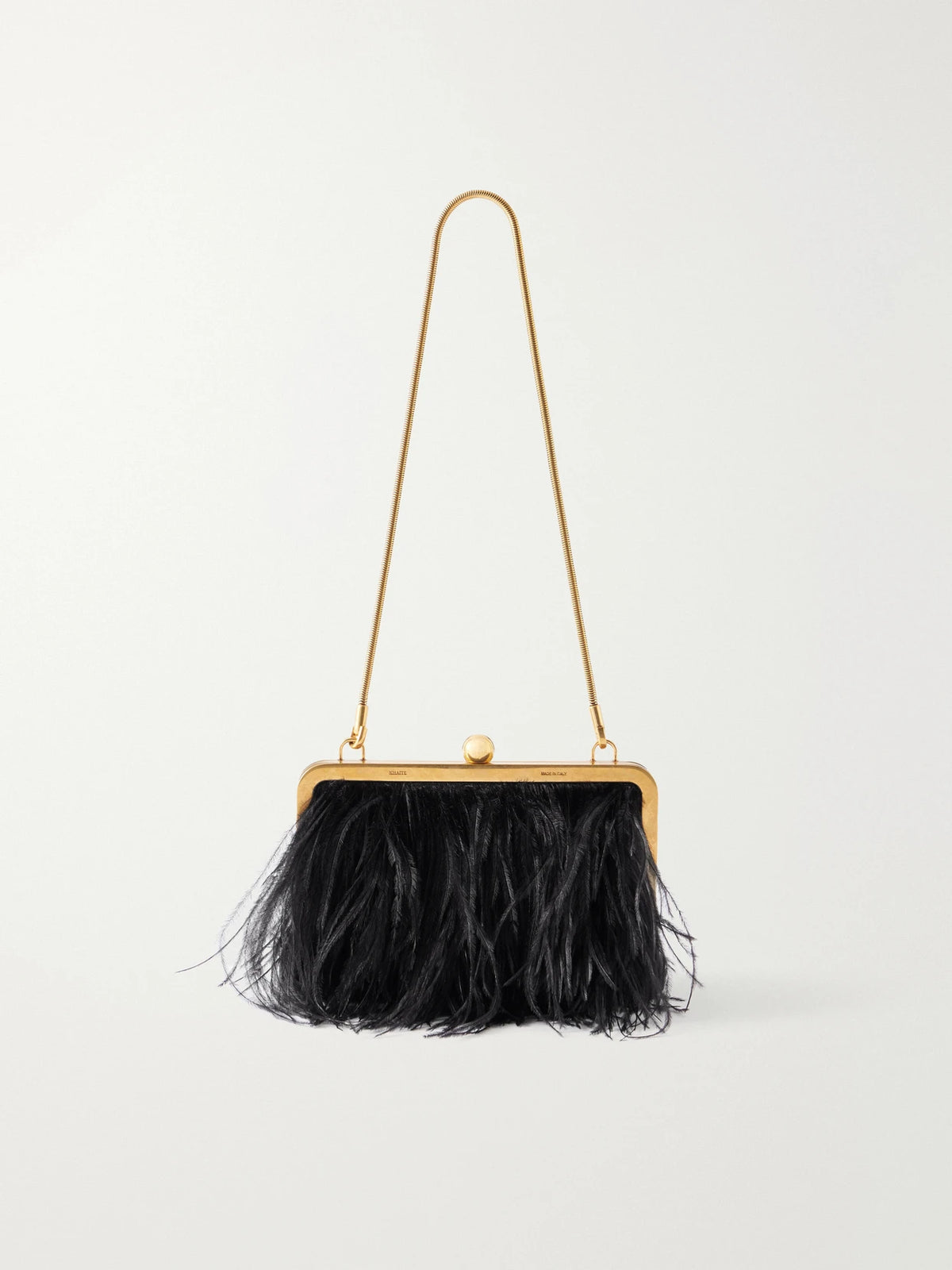 KHAITE Lilith Feather-trimmed Satin Shoulder Bag