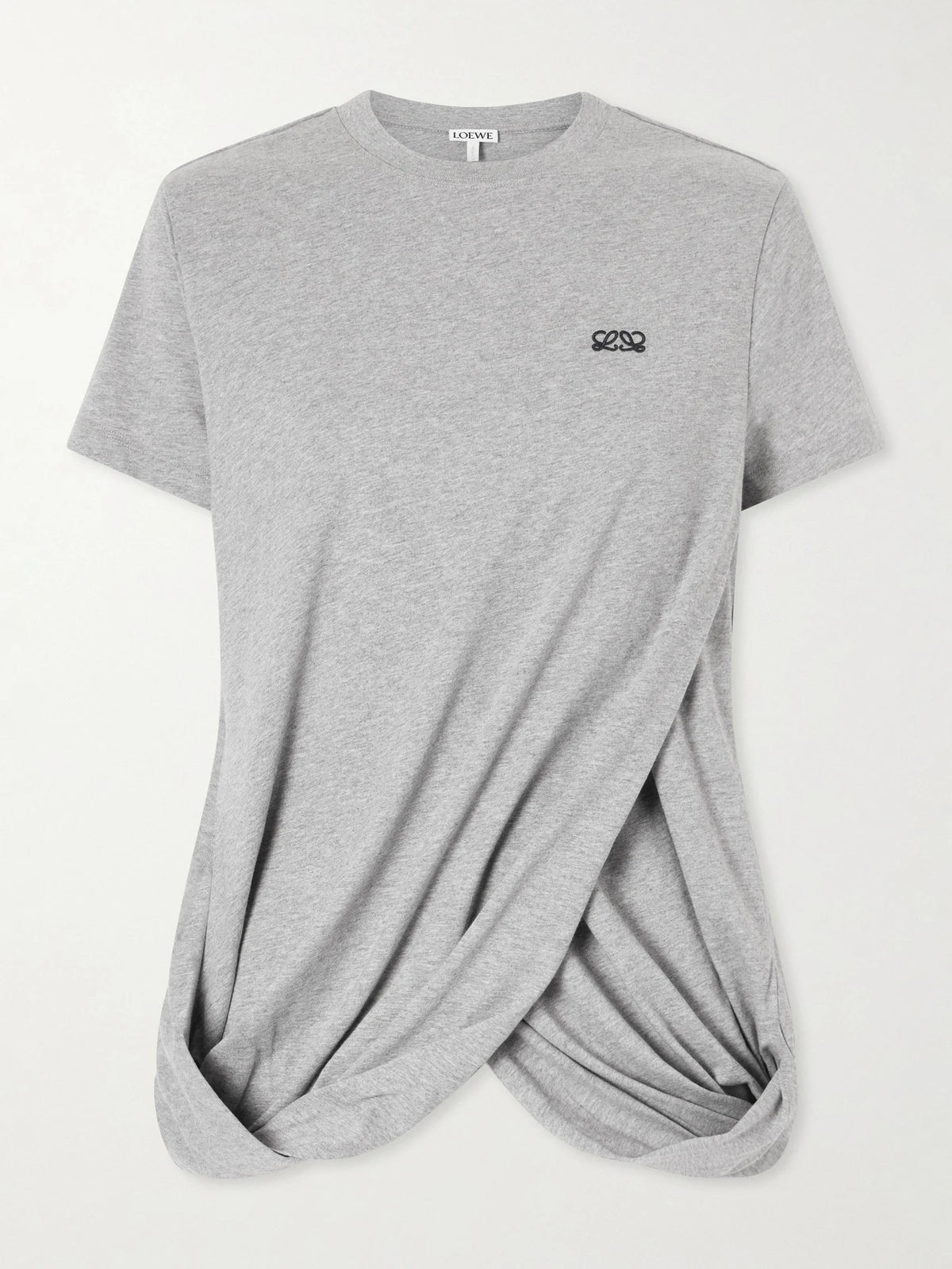 LOEWE Anagram-embroidered Draped Cotton-jersey T-shirt