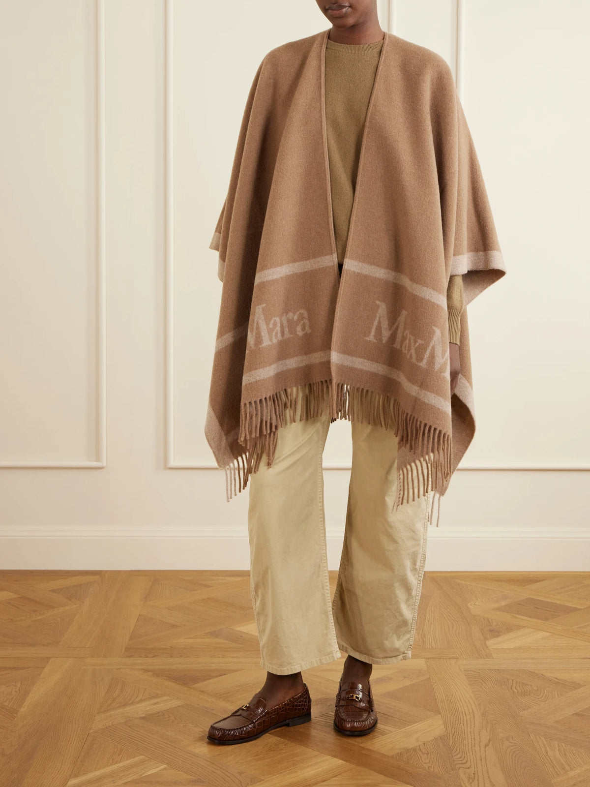 Fringed Wool-jacquard Cape