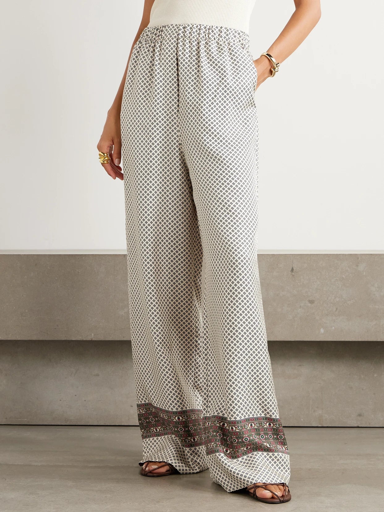 Valerio Printed Silk-twill Wide-leg Pants