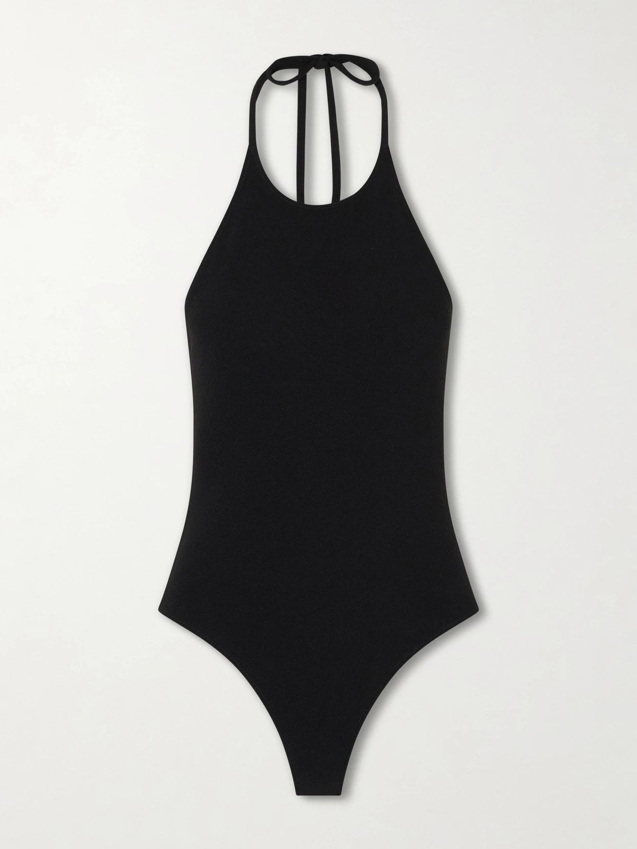 Image of Swimwear. Product name - Halter Maillot Swimsuit in Black colour by brand - Lisa Marie Fernandez