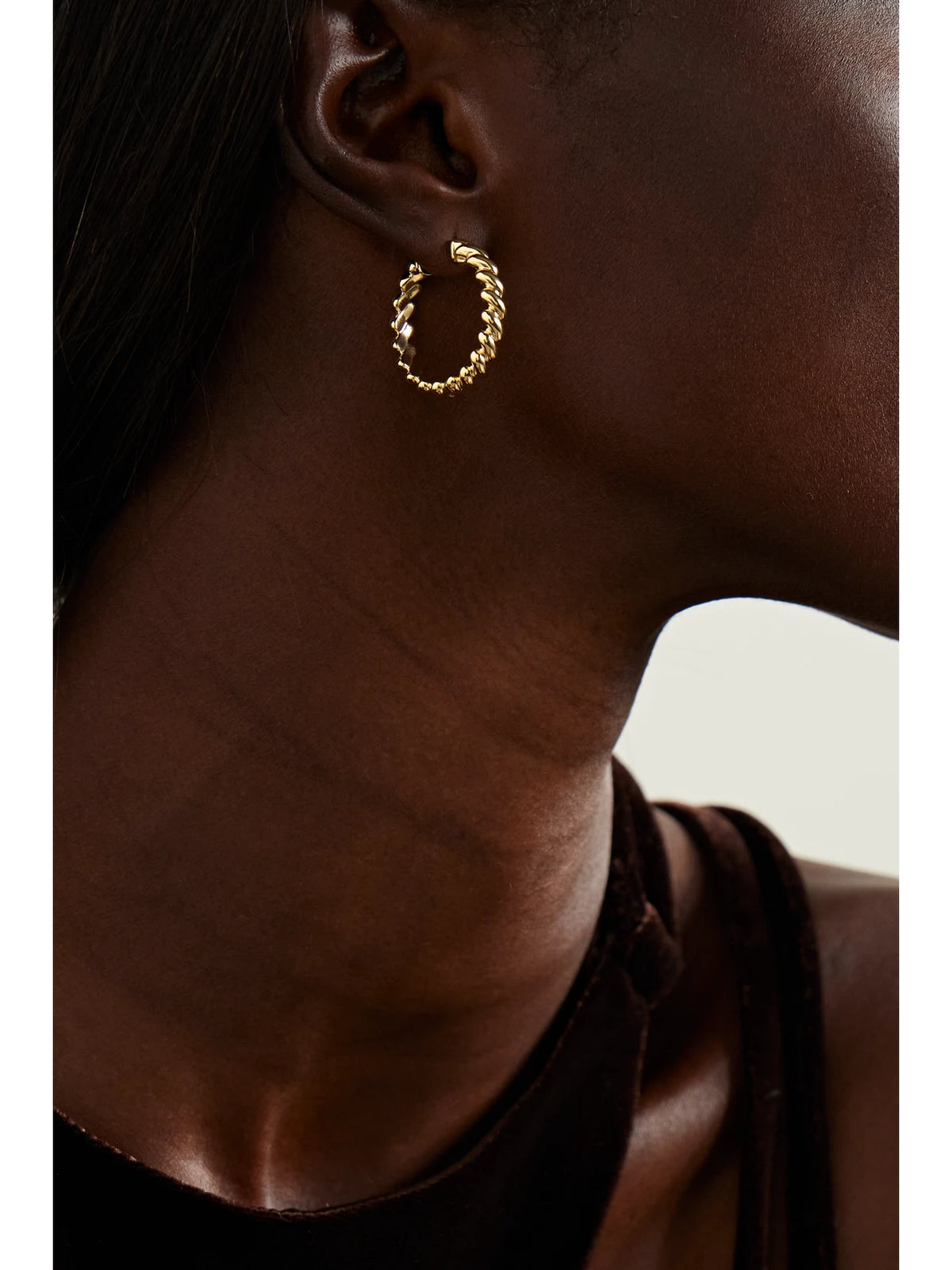 Image of Earrings. Product name - 18-karat Gold Hoop Earrings in Multi colour by brand - Anita Ko