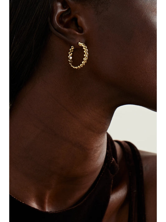 Image of Earrings. Product name - 18-karat Gold Hoop Earrings in Multi colour by brand - Anita Ko