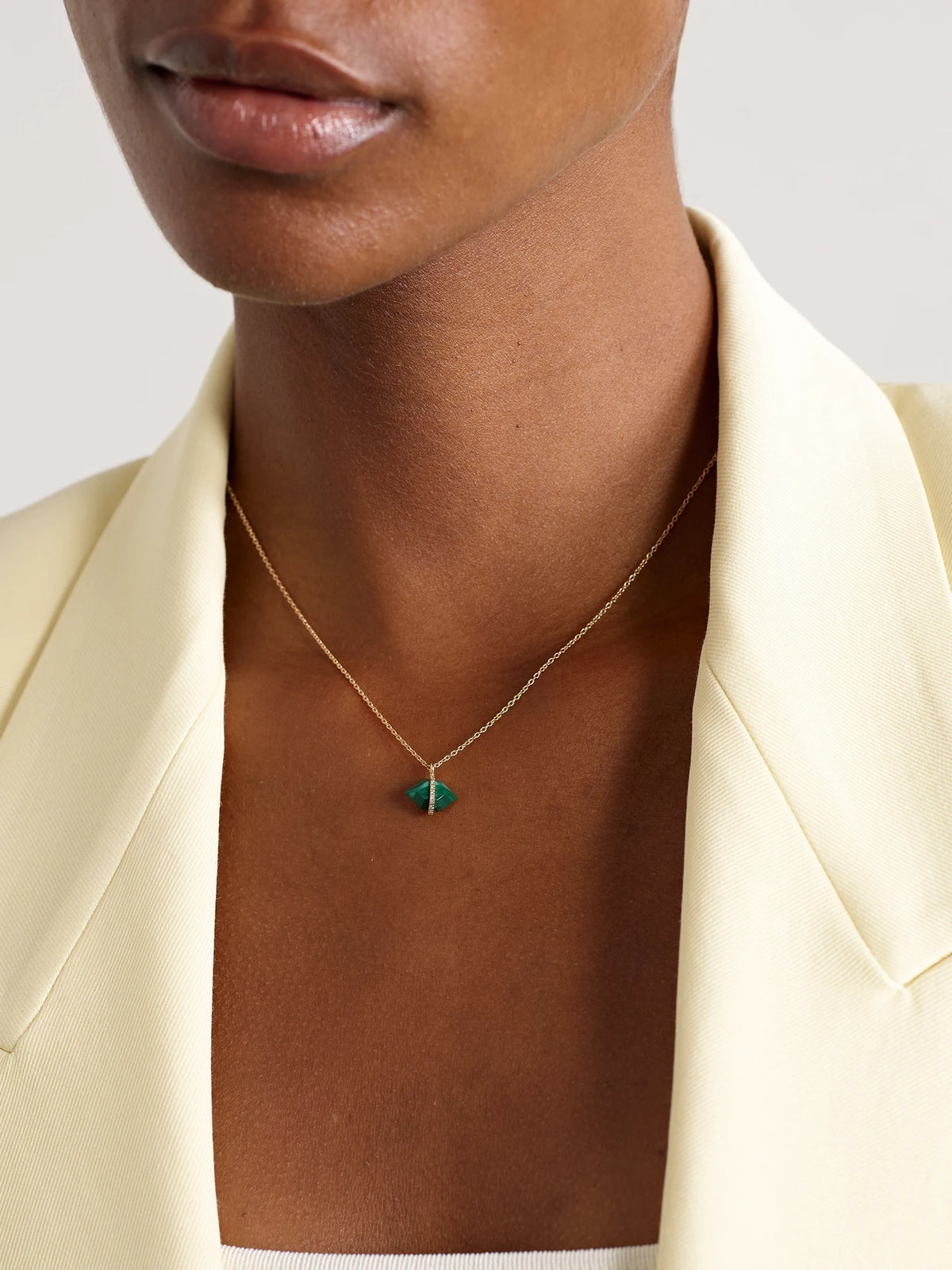 Image of Necklaces. Product name - 14-karat Recycled Gold, Malachite And Herkimer Diamond Necklace in Multi colour by brand - Melissa Joy Manning