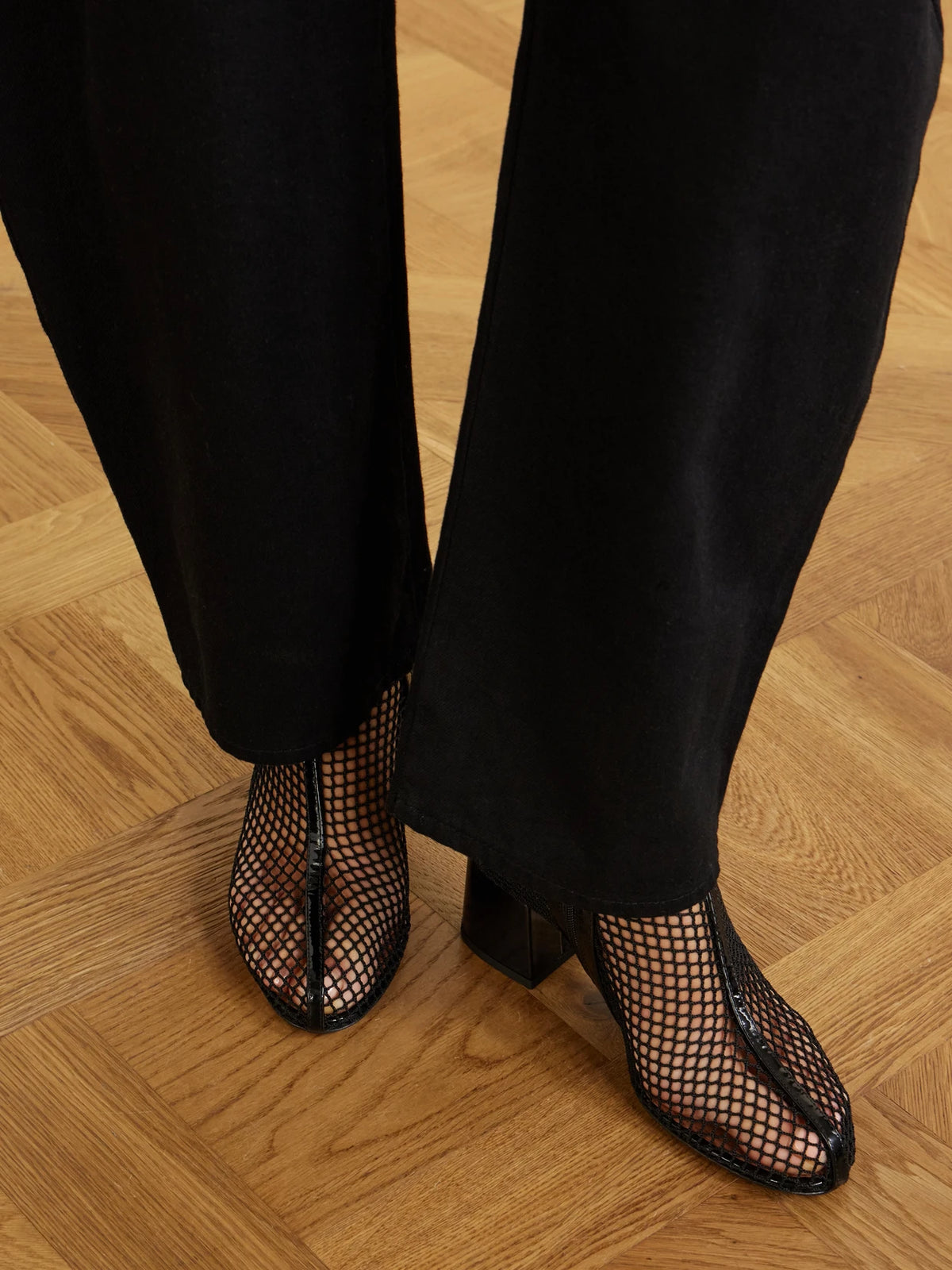 Fishnet 55 Leather Ankle Boots