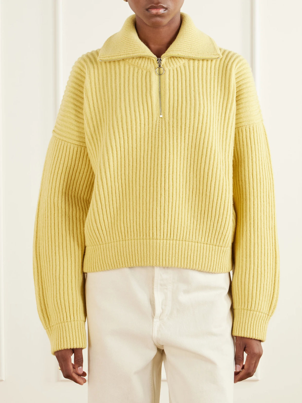 &Daughter Ribbed Wool Half-zip Sweater
