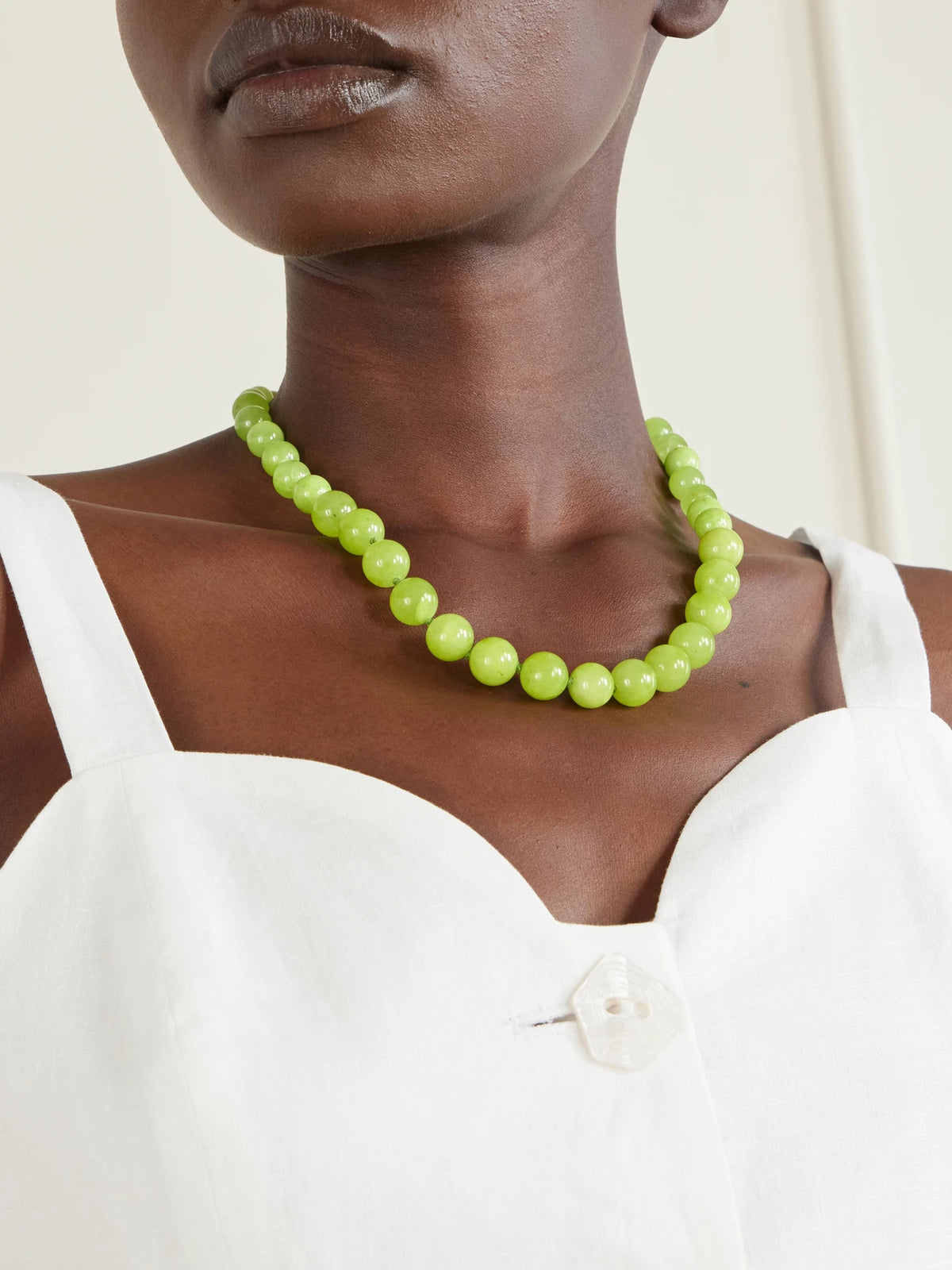 Image of Necklaces. Product name - Beaded Calcite Necklace in Green colour by brand - Completedworks