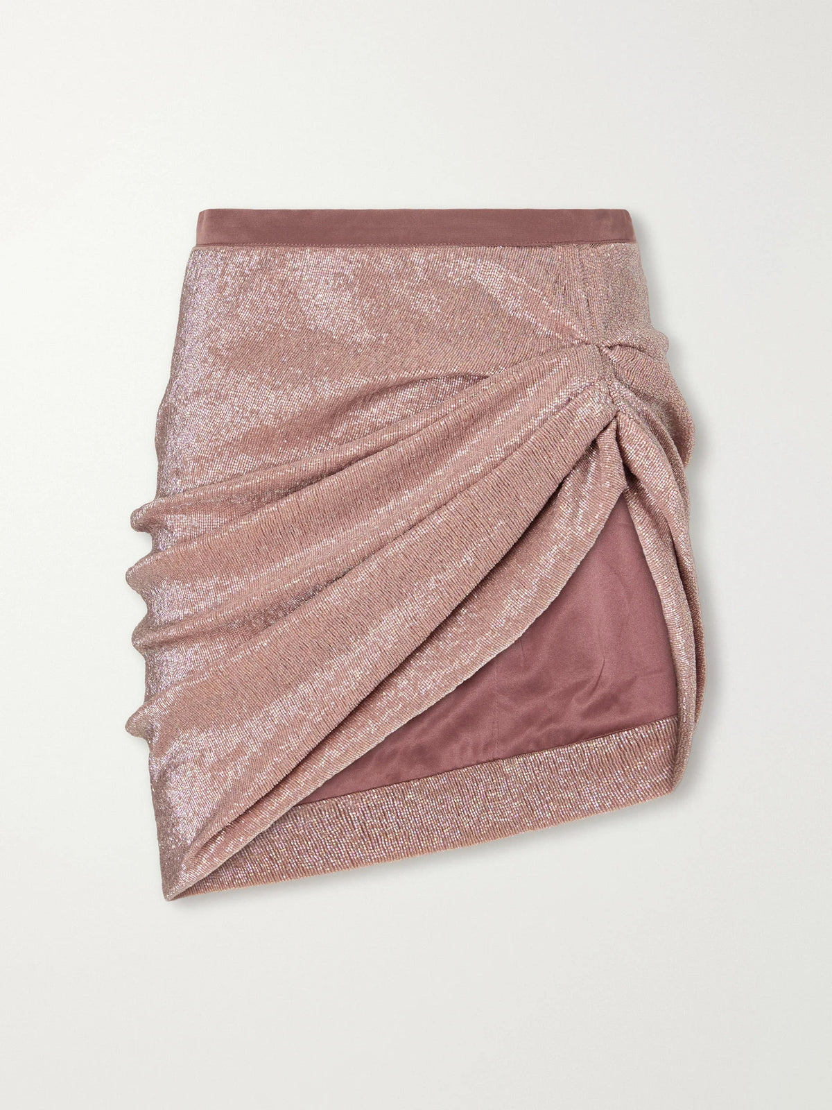 Wiederhoeft Beaded Asymmetric Ruched Silk-satin Mini Skirt