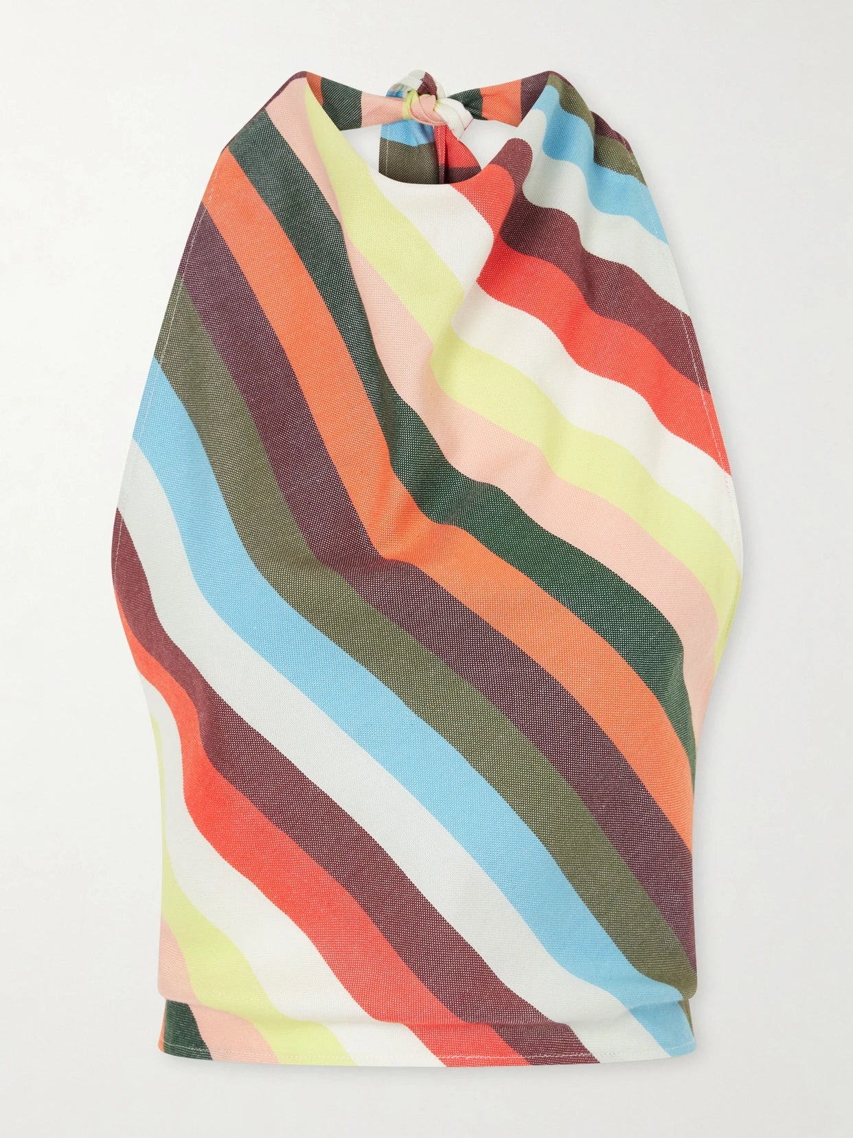 The Halterneck Striped Cotton Tank Top