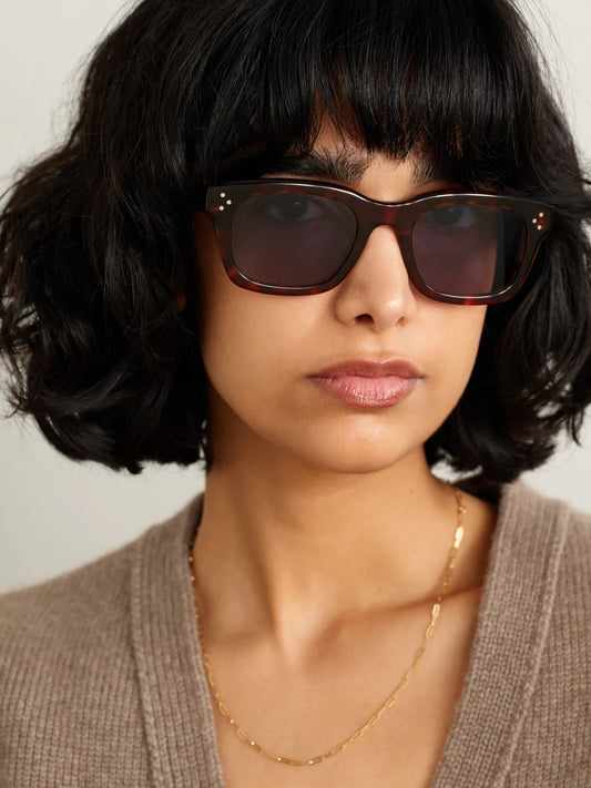 Image of Sunglasses. Product name - D-frame Tortoiseshell Acetate Sunglasses in Brown colour by brand - CELINE Eyewear