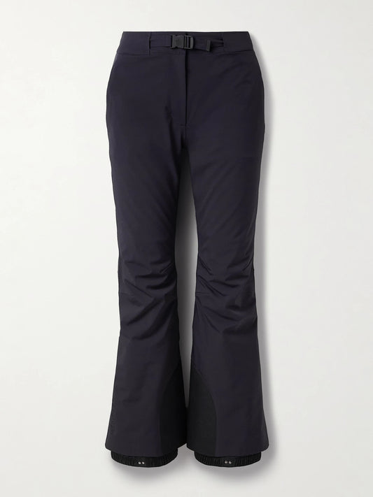 Image of a model wearing Pants. Product name - Belted Bootcut Ski Pants in Navy colour by brand - Moncler Grenoble