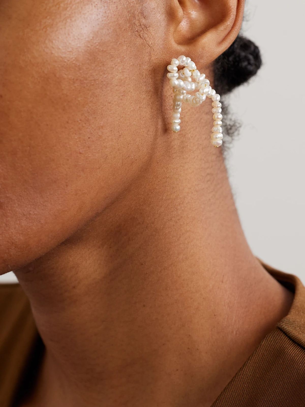 Image of Earrings. Product name - The Break Between The Clouds Recycled Gold Vermeil Pearl Earrings in Ivory colour by brand - Completedworks
